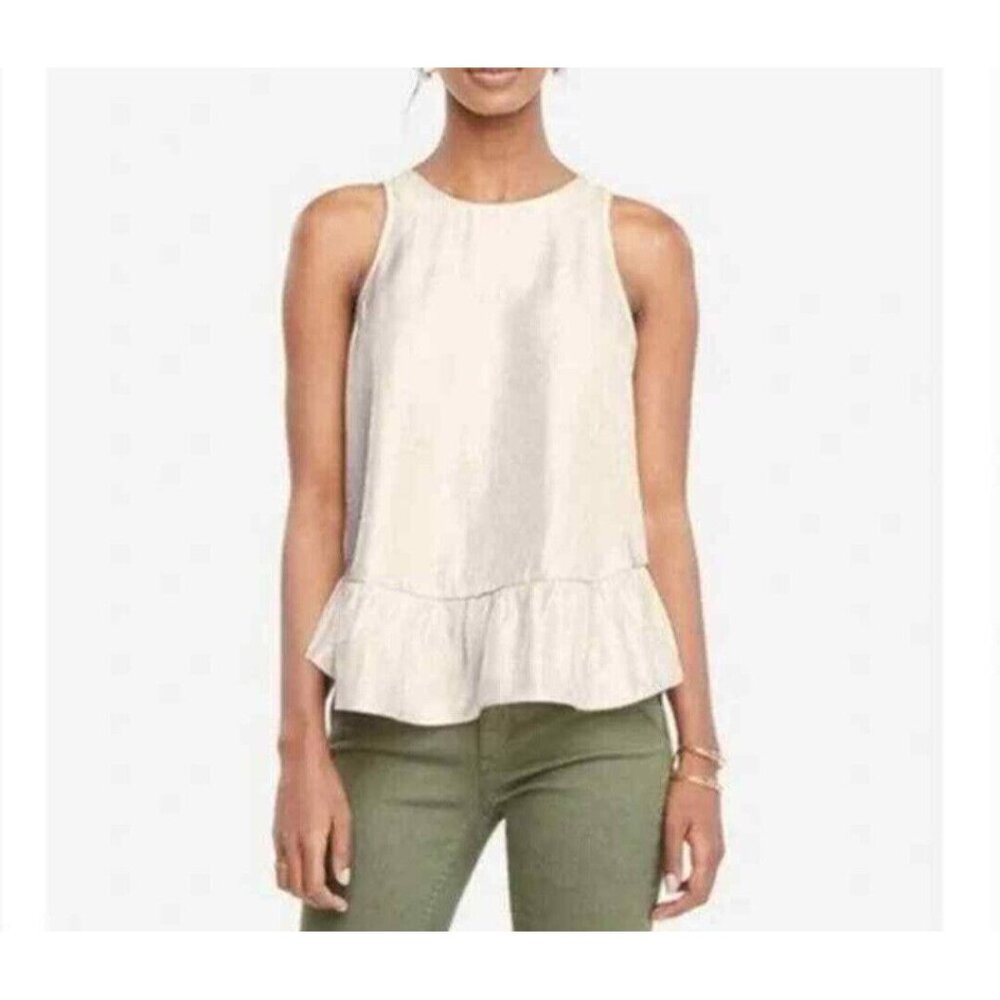 Ann Taylor Top  Shimmer Peplum Ivory  Size XSP
